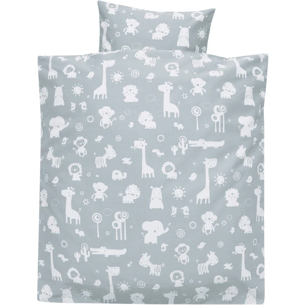 Alvi Bettwäsche 80 X 80 Cm, Zootiere Puderblau 1 Alvi Bettwäsche 80 X 80 Cm, Zootiere Puderblau