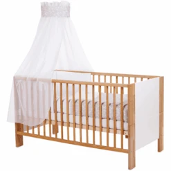 Babybay® Kinderbetthimmel Piqué Mit Band Für Applikation Stern Perlgrau Sterne Weiß