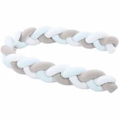 Babybay® Nestchenschlange Zopfmuster Weiß/beige/aqua 200 Cm