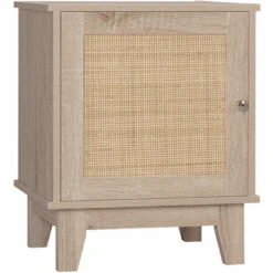 HOMCOM Nachttisch Mit Verstellbarem Einlegeboden Natur