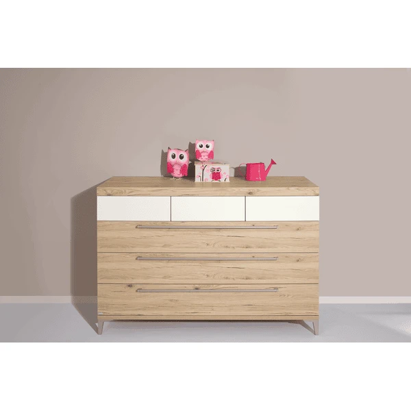 PAIDI Kommode Remo Breit 3 Schubladen Bordeaux Eiche 1 PAIDI Kommode Remo Breit 3 Schubladen Bordeaux Eiche