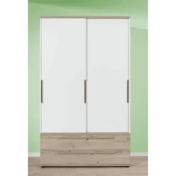 PAIDI Schiebetürenschrank Carlo 2-türig Schmal 2 Schubladen Fichte