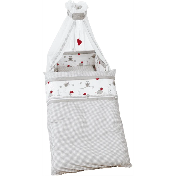 ROBA Kinderbettgarnitur 4tlg. 100x135cm Adam & Eule Grau Weiß Bedruckt 1 ROBA Kinderbettgarnitur 4tlg. 100x135cm Adam & Eule Grau Weiß Bedruckt