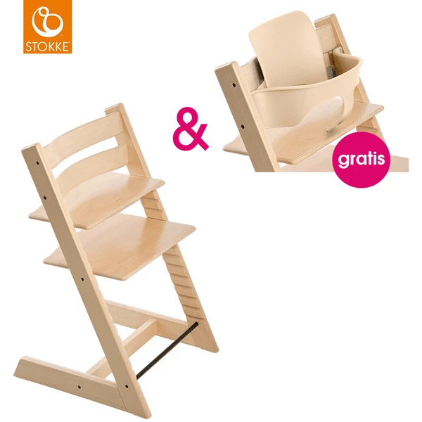 STOKKE® Tripp Trapp® Hochstuhl Buche Natur + Gratis Baby Set Natur 1 STOKKE® Tripp Trapp® Hochstuhl Buche Natur + Gratis Baby Set Natur