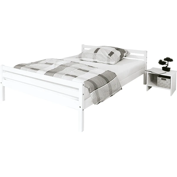 TiCAA Doppelbett Nadine 140 X 200 Kiefer Weiß 1 TiCAA Doppelbett Nadine 140 X 200 Kiefer Weiß