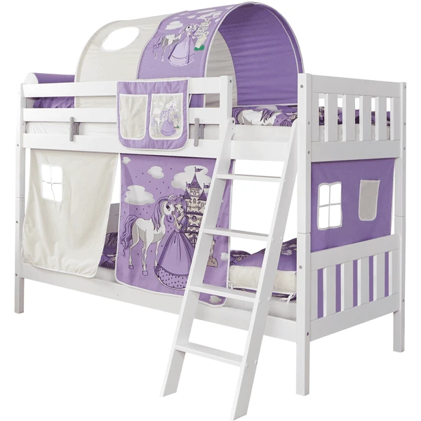 TiCAA Etagenbett Erni Buche Weiß Horse Lila 1 TiCAA Etagenbett Erni Buche Weiß Horse Lila