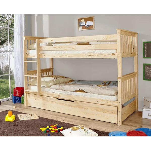 TiCAA Etagenbett Sammy Natur Mit Zusatzbett 1 TiCAA Etagenbett Sammy Natur Mit Zusatzbett